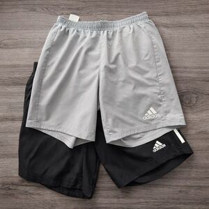 Lot of 2 Adidas Running Shorts Men’s Small One Gray One Black Lined Athletic